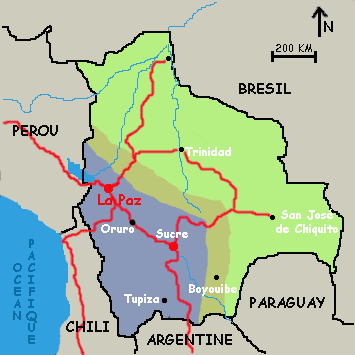 carte simplifiée de Bolivie